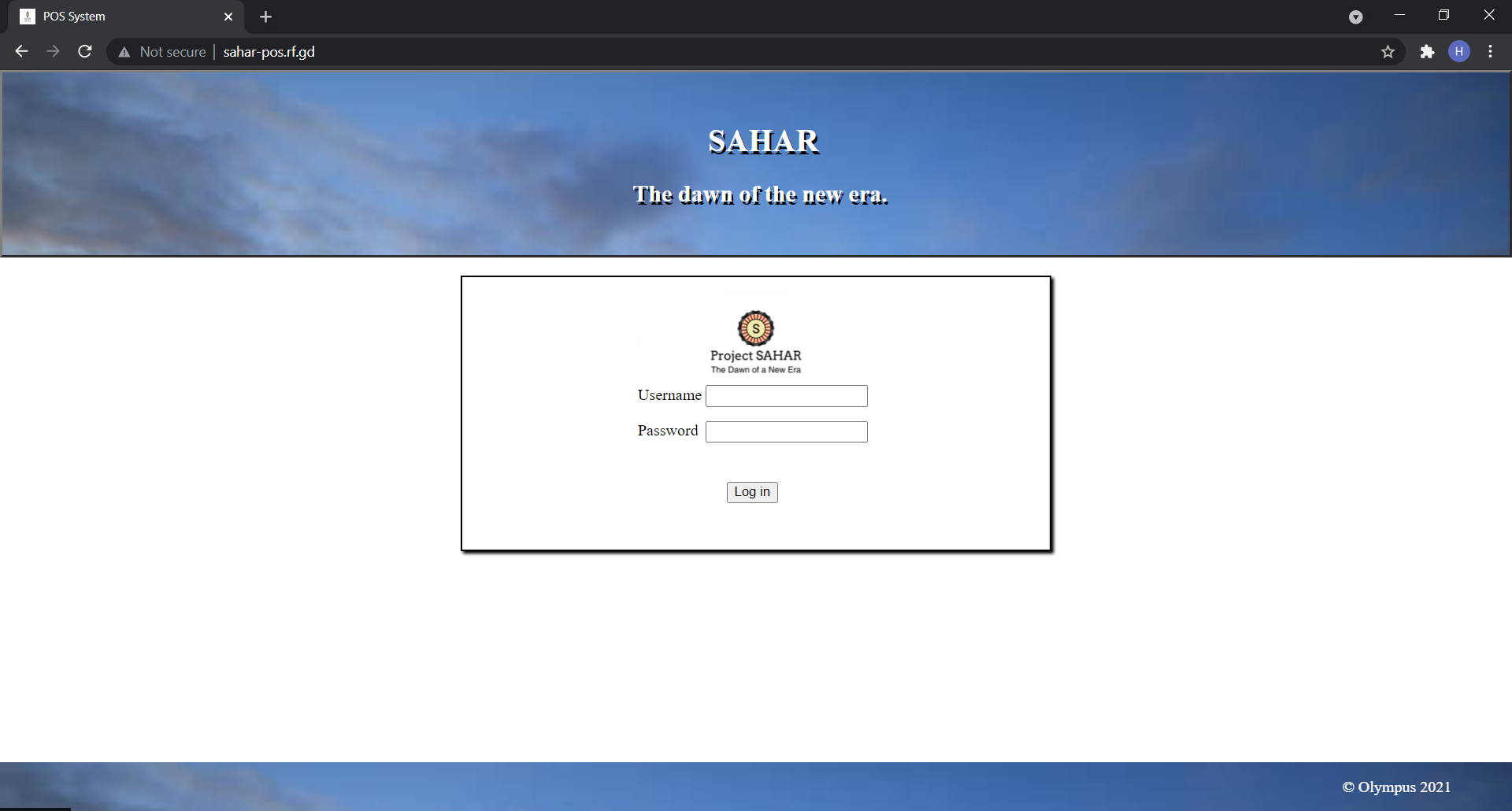 Login page
